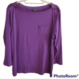Lauren Ralph Lauren 3/4 Sleeve Purple Top, Size XL